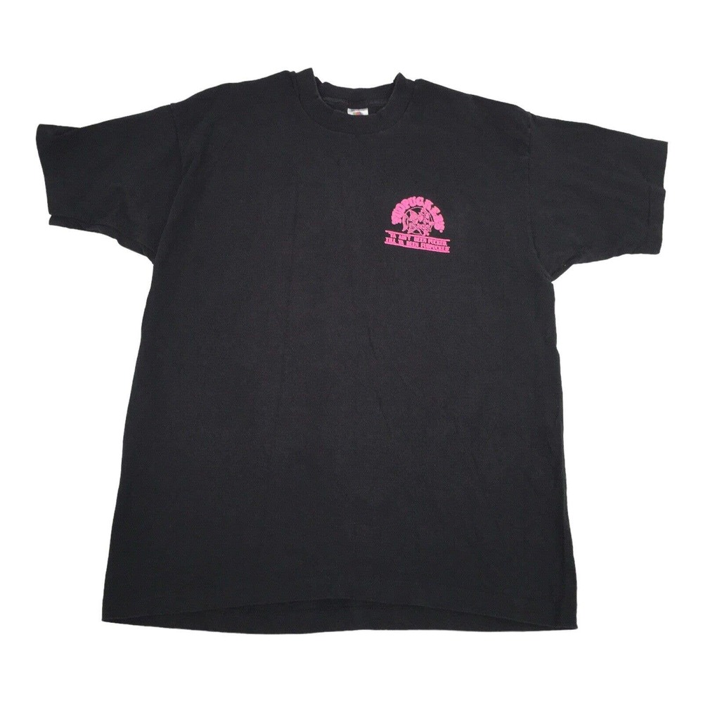 Vintage 1989 Fudpuckers Short Sleeve T-Shirt XL Black Pink Single Stitch